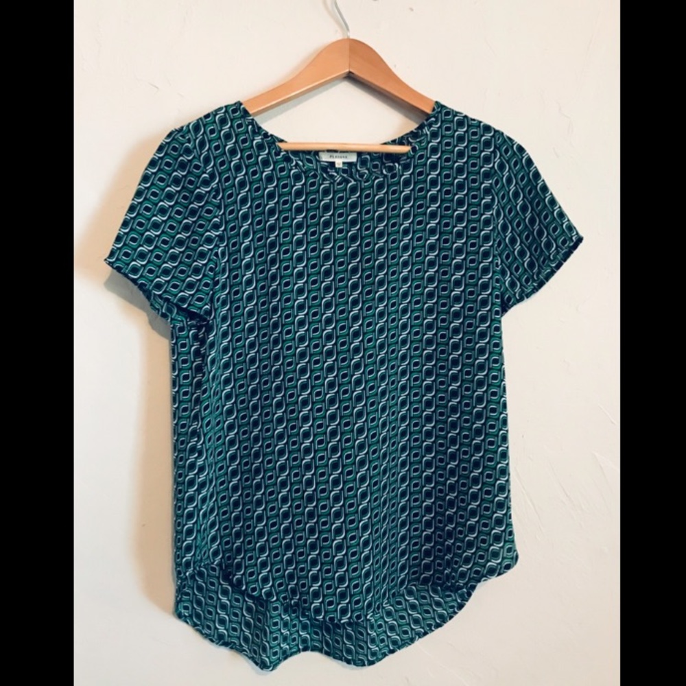 Nordstrom Pleione Green/Navy Geometric Shirt